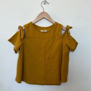 Madewell yellow top with tie sleeves